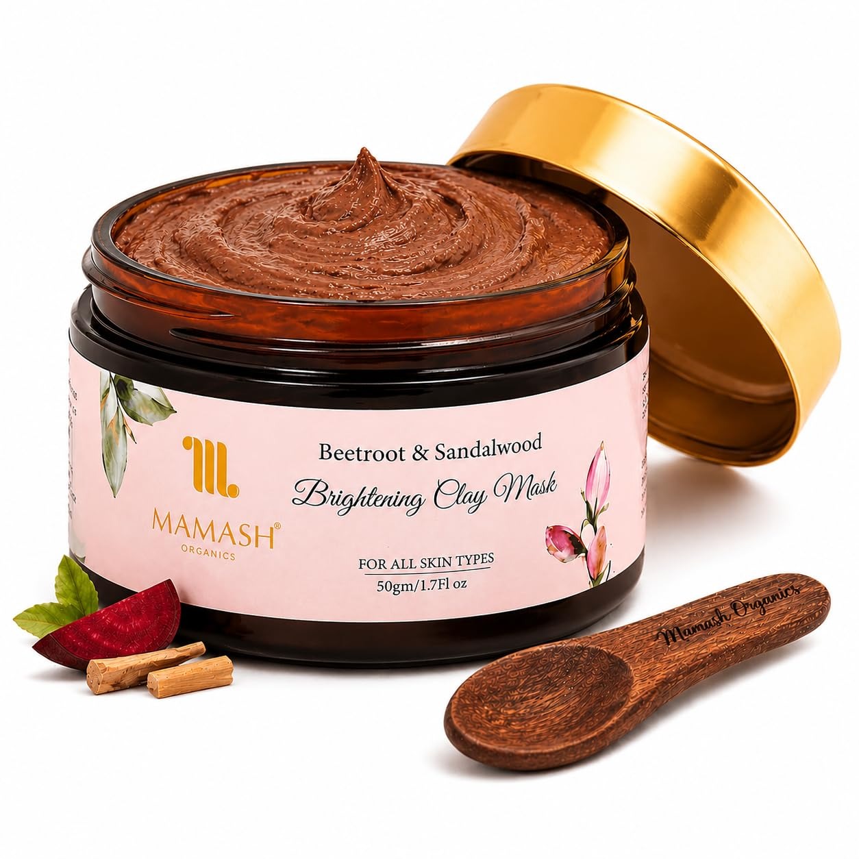 mamash beetroot & sandalwood 2 in 1 face pack & scrub | ready to use de tan clay mask with neem, licorice & multani mitti | brightening & deep cleansing ayurvedic skincare | 50g mamash beetroot & sandalwood 2 in 1 face pack & scrub | ready to use de tan clay mask with neem, licorice & multani mitti | brightening & deep cleansing ayurvedic skincare | 50g